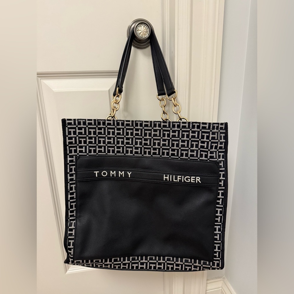 Tommy Hilfiger Monogram Black and White Tote